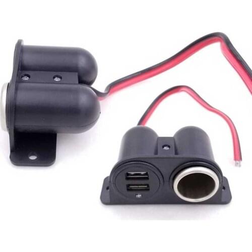 12/24V Car Cigart Lighter Socket Distributor Charger Power Adapter Two USB Ports