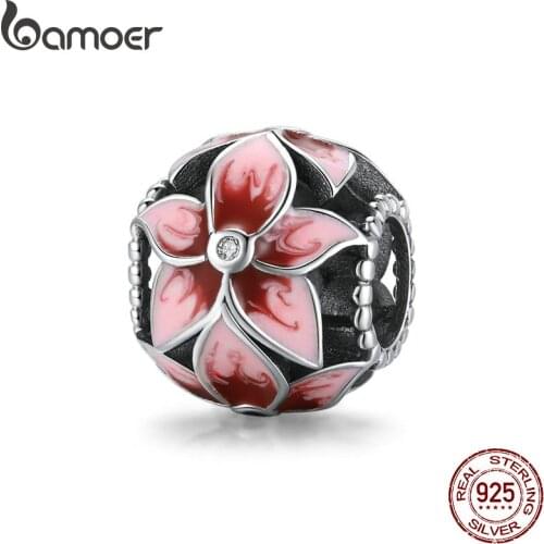 Bamoer 925 Sterling Silver Blooming Flowers Charm for Original 3mm Bracelet Accessories Original silver jewelry make SCC1707
