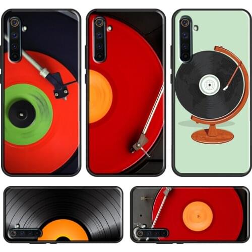 Black Vinyl Record Player Case For OPPO Realme C3 C11 C15 C21 GT Neo 6 7 8 Pro Cover For OnePlus 9 Pro 7T 8T Nord