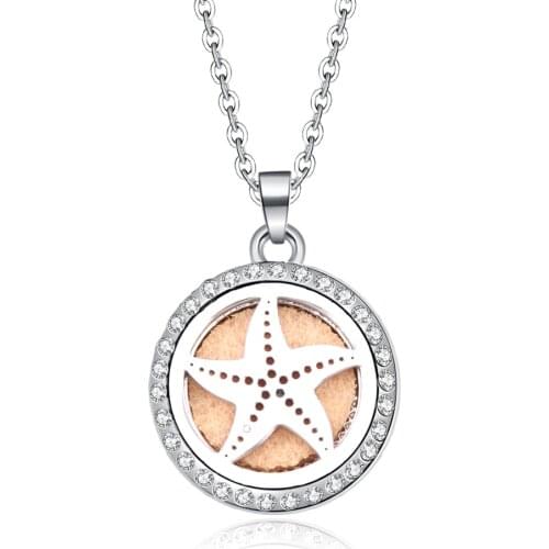 Stainless Steel Aromatherapy Essential Oil Diffuser Perfume Locket Pendant Pentagram shape Aroma Necklace Magnetic