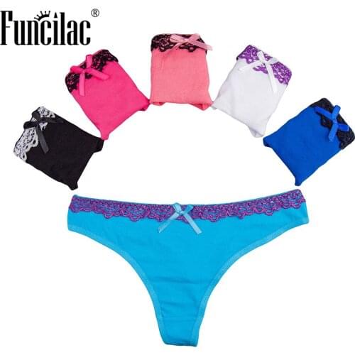 FUNCILAC Women Thongs and G Strings Sexy Lace Panties Underwear Lingerie Culotte Femme Panty Stringi Damskie Tangas 5 pcs/Lot