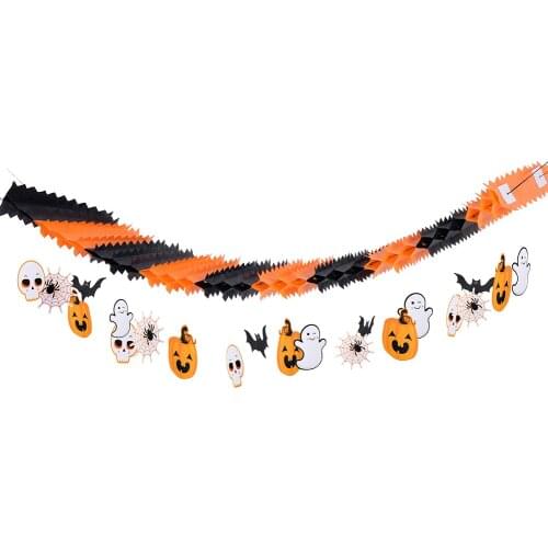 Halloween Pull Flower Decoration 1.2M/3.9FT With Cartoon Ghost Pumpkin Bat Birthday Halloween Supplies For Kids Adults Halloween