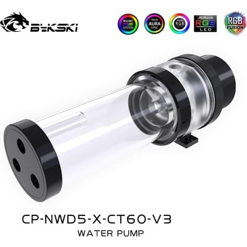 Bykski D5 Combo Pump + Reservoir Combo Maximum Flow Lift 3.8 Meters 1100L/H Cylinder Water Tank Total Length 151/191/242mm 5v