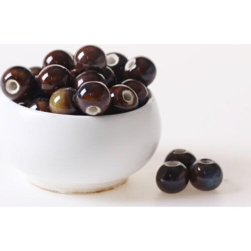 1 Pack 6/8/10/12/14/16mm Round Ceramic Beads DIY Hole Beads Handmade Porcelain Beads For Jewelry Making
