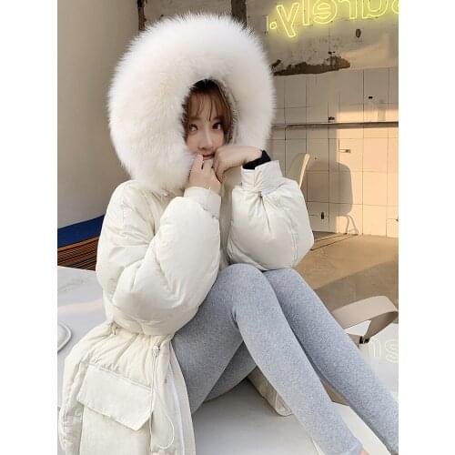 2020 White Duck down jacket, women winter coat, kurtka damsk kj3480 real fox fur collar Korean coat