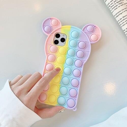 Cute Cartoon Cat ears Bubbles Case for iPhone 12 11 Pro X XR XS Max 6 6s 7 8 Plus SE 2020 Anti Stress Soft Silicone Cover