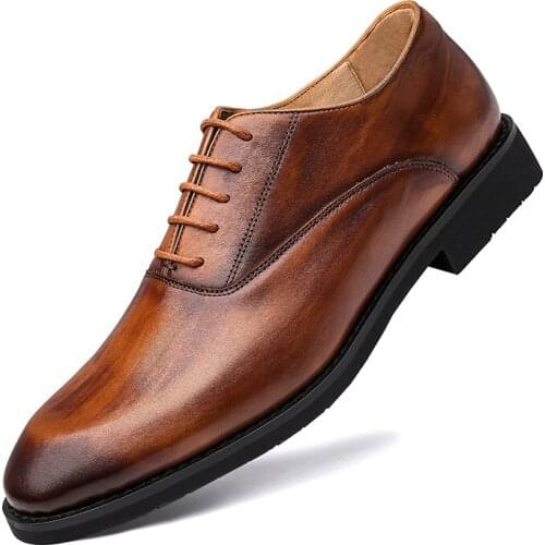 New Men Flat Classic Men Dress Shoes Genuine Leather Italian Formal Loafers Footwear Plus Size 38-44 for Winter Business Dress