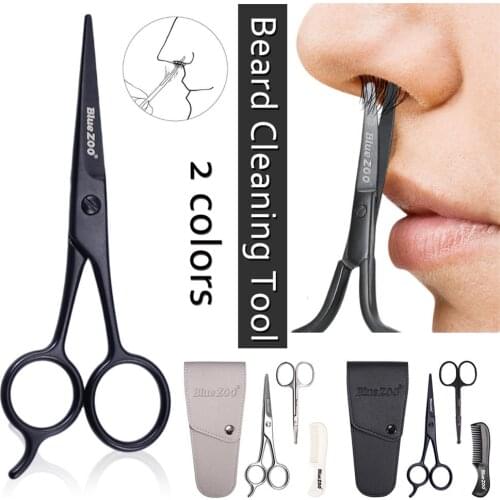 Mens Beard Grooming and Trimming Kit Beard Bristle Brush Beard Comb and Mustache Scissor Male Facial Beard Cleaning Tool