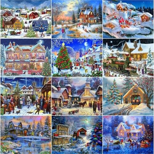 EverShine Diamond Embroidery Landscape Needlework Diamond Painting Kit House Picture Of Rhinestones Cross Stitch Handmade Hobby