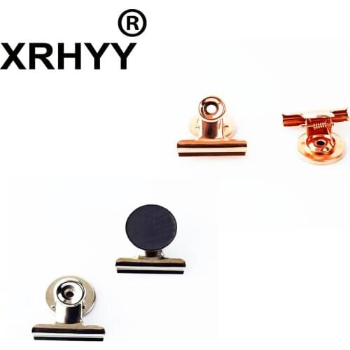 Pack Of 2 Metal Silver Rose Gold Refrigerator Magnetic Spring Clip Clamp For Photo Displays Holding Documents Office Organizing