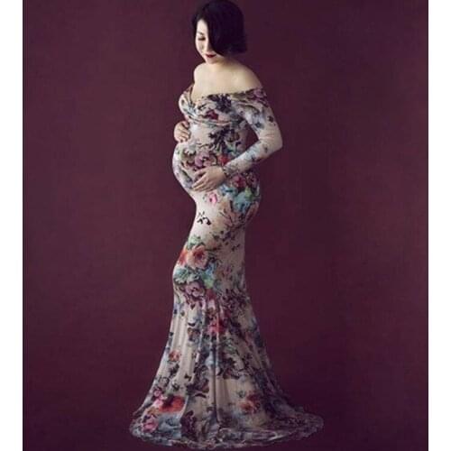 Newest Maternity Photography Props Pregnancy Clothes Maxi Maternity Photo Shoot Dress Long Milke Silk Dresses For Pregnant Woman