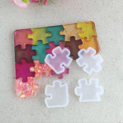 4pcs/1pc/set Puzzle Piece Gemstone Crystal Epoxy Resin Mold DIY Jewelry Pendant Making Tools Epoxy Clear Silicone Mould