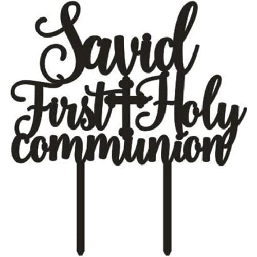 Personalized name First Holy Communion Gold Cake Topper, Religious Baptism Cake Topper,Birthday Party Baby Shower Cake Decor