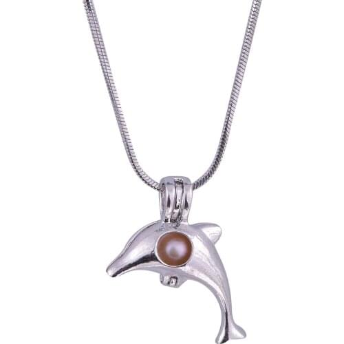 Charms 18kgp cute hollow dolphin-Shaped silver-plated pearl Animal Holiday Gifts Wish Pearl Women P3