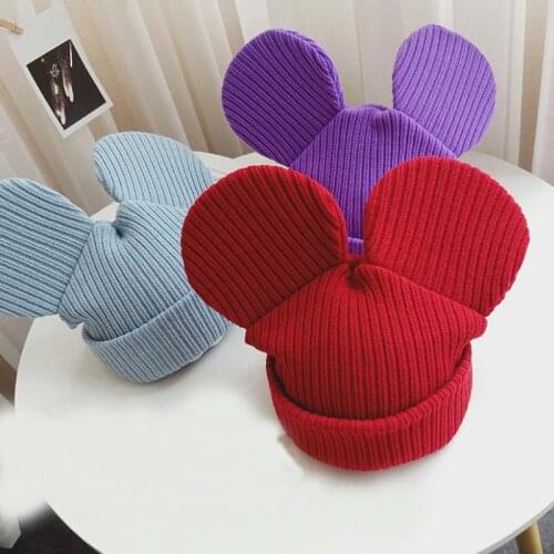 Doitbest Parent-child Winter hat for kids beanies big ear modell knitted Beanie Child knit hats warm kid girls fashion caps