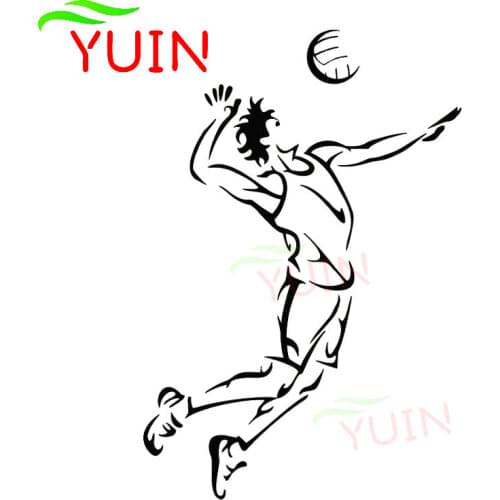 Sports Volleyball Player Art Decal Fashion Car Window Decoration PVC Waterproof Sunscreen Sticker Black/White/Red/Laser/Silver