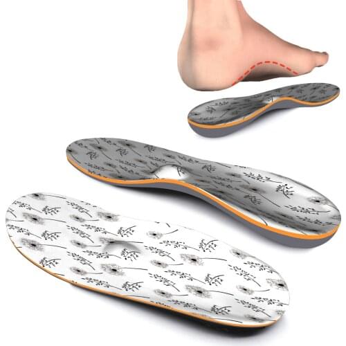 Gray Leaf Memory Foam Insoles Plantar Fasciitis Arch Support Insoles Ease Heel Pain for Women Men and Kids Sports Shoe Inserts