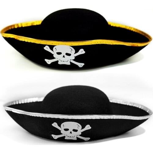 Party Pirate Hat Halloween Stage Performance Captain Cap Ball Cosplay Triangle Skull Hat for children