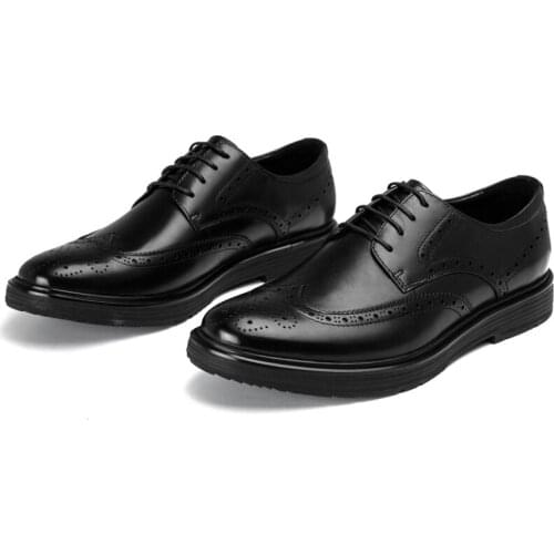 ZGZJYWM High Quality Men Oxfords Style Carved Genuine Leather Blue/Black Brogue Lace-Up Bullock Business Mens Flats Shoes