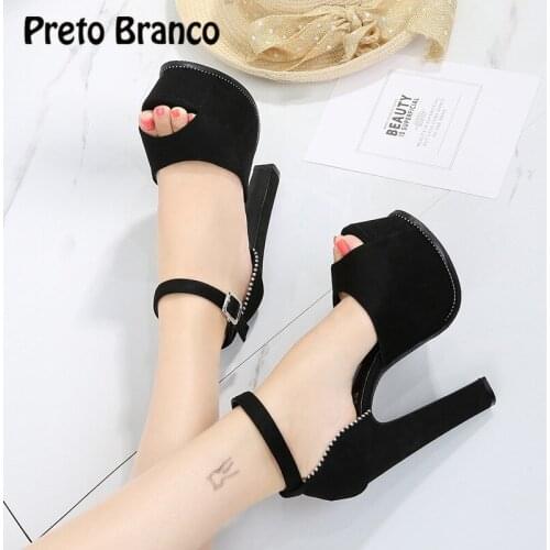 Runway 2019 Summer Women Fish Toe Rough Fashion Sandals Shoes Nightclub Waterproof Rhinestone womens High heels ZYW-303-68