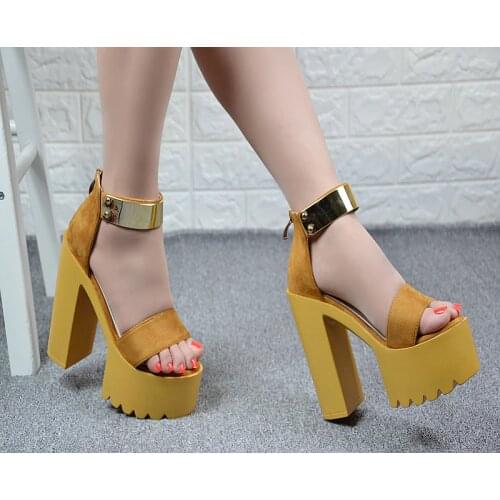 2019 new ultra high heel 14 cm womens sandals stage thick bottom with show catwalk high heels