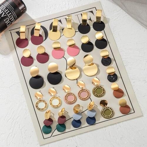 Womens Earrings Statement Round Drop Earrings for Women Fashion Geometric Gold Earrings Female Jewelry Accessories Wholesale