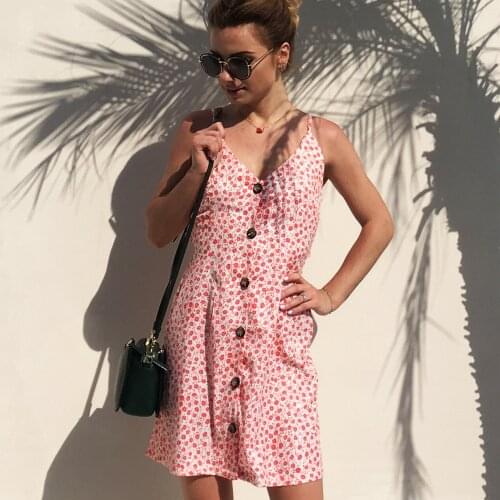 Women Summer Dress 2021 Single Row Buttons Beach Print Floral Condole Belt Backless Dress Holiday Mini Dresses Vestidos LH7903