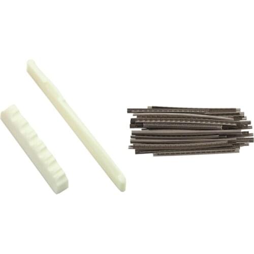 1 Set Ivory Bone Bridge Saddle and Nut & 1 Set 2.9MM Acoustic Electric Guitar 24 Frets Fret Wire Fret Wire Set