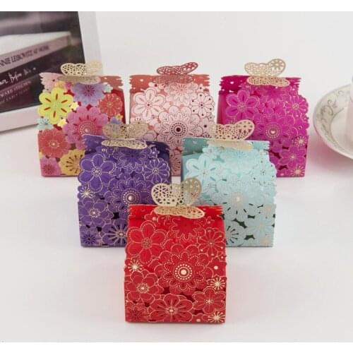 10PCS Gift Box Packaging Butterfly Hollow Paper Bags Wedding Gifts For Guests Party Candy Sweets Birthday Cake Boxes Present