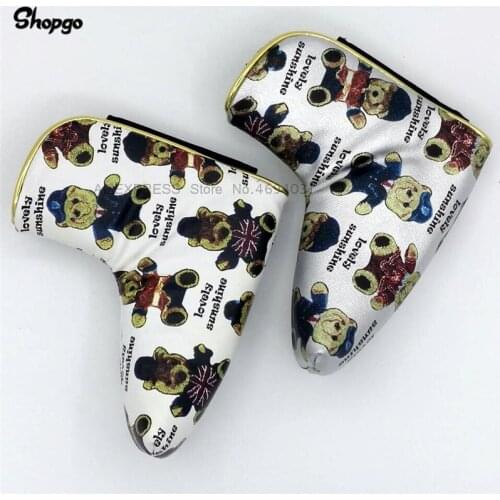 [2 Colors] Little Bear Blade Golf Putter Covers With Magnetic Closure Outdoor Waterproof PU Golf HeadCover For Man Women