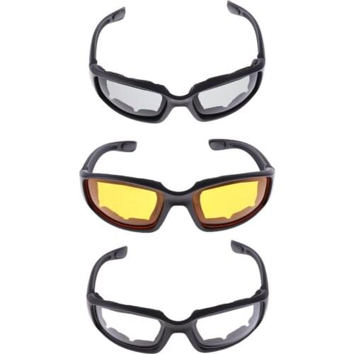 3 Pieces Motorcycle Riding Glasses Comfortable Vented Foam Padding on the Entire Inside of the Glasses Plus Anti Fog Lenses New