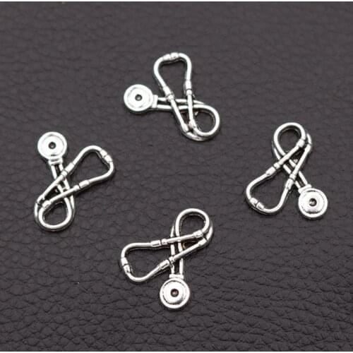 30pcs/Stethoscope Pendant, Mini Medical Tools Charms, White Angel Charms, DIY Handmade Charm, Silver Plated 20*16mm A2006