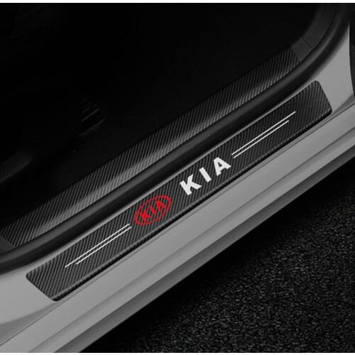 4PCS Car Door Threshold Plate Anti-Scratch Carbon Fiber Sticker For KIA Cerato Sportage R K2 K3 K5 RIO 3 4 sorento