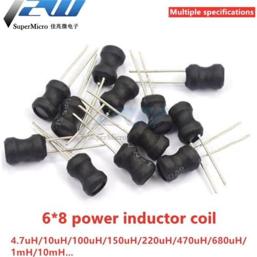 5 pcs 6 * 8 power inductor coil 4.7 uH 22 10 33 47, 100, 470, 220, 68 1 MH 6x8MM