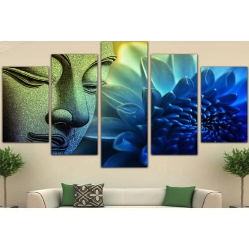 5 Pieces Wall Picture Buddha Painting Flower 5D DIY Diamond Painting ,diamond Embroidery Full Cross Stitch Rhinestone Mosaic art