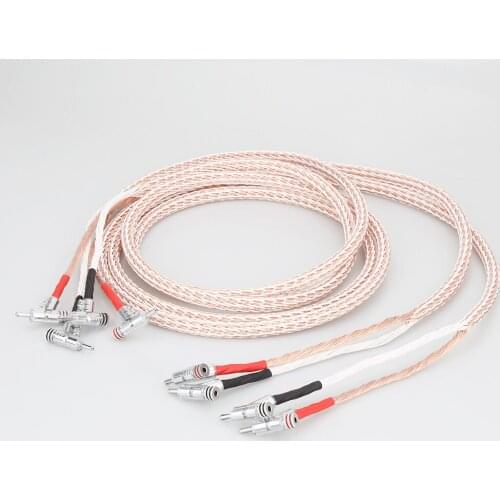 Audiocrast 1pair 12TC HI-End 7N OCC Copper Audiophile Speaker Cable with right angled banana plug loudspeaker cable