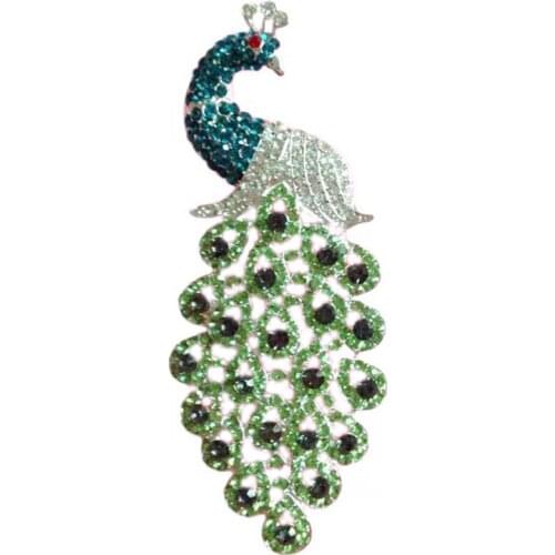 Free shipping hot selling 110*44mm rhinestone peacock 10PCS/Lot(BTN-5419)
