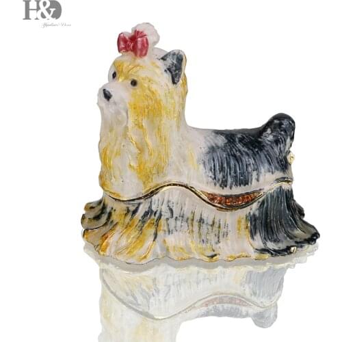 H&D 2.6'' Schnauzer Trinket Box Bejeweled Hand-painted Ring Holder Animal Figurine Collectible Gift For for Dog Lover Home Decor
