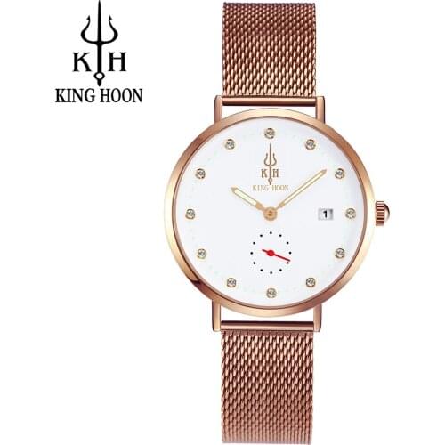 KINGHOON Women Watches Luxury Waterproof Ultra Thin Date Clock Female Steel Strap Bracelet Sport Quartz Watch Ladies Wrist Watch