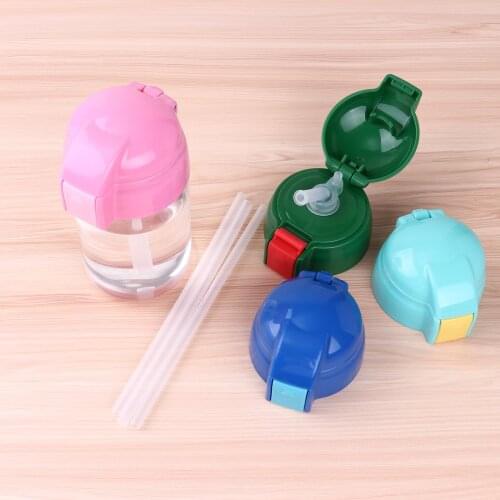 Kids Water Bottle Straw Lids Leak Proof Reusable Lids Covers Replacement with Straws for Baby Drinking Kettles