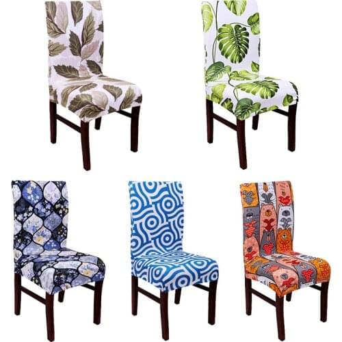 Geometric Printing Elastic Decorative Dining Chair Protective Slipcover Spandex Stretch Removable Chair Case Cover for Banquet