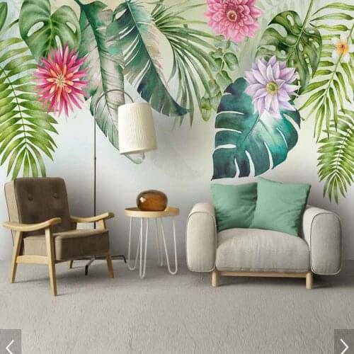 European 3D Green Leaf Flower Wallpaper Mural Print Photo Wall Paper Rolls for Living Room Painting Floral Wall Paper Murals