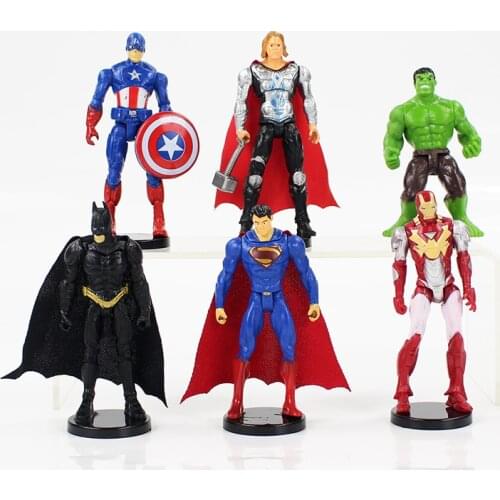 6pcs/lot 12cm Marvel Avengers Hulk Captain America Iron Man Thor Super Hero Figure Toy Collection Model Doll