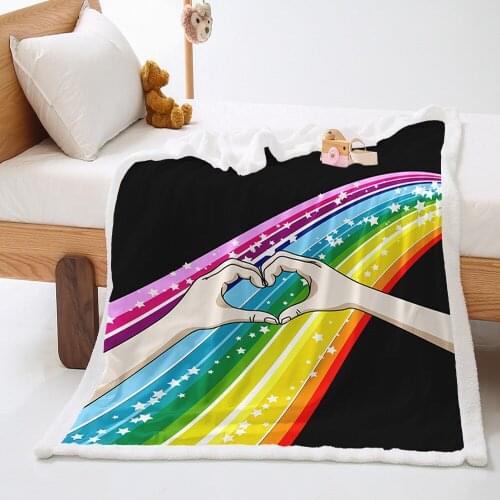 Flannel Fleece Bed Blanket Watercolor Rainbow Throw for Couch Sofa Travel Lap Warm and Cozy Blanket 150x200cm