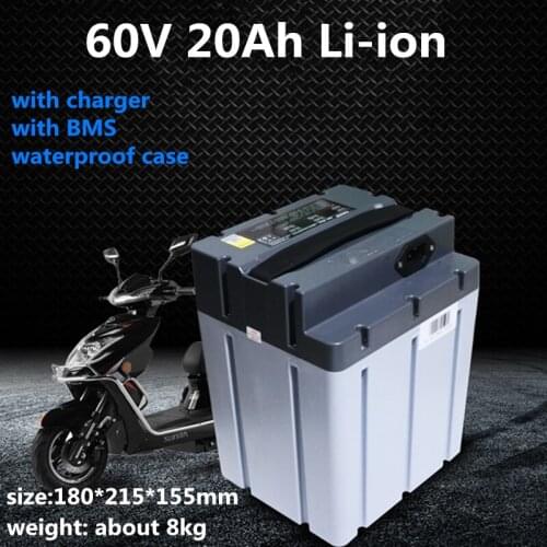 GTK waterproof case 60V 20Ah lithium-ion battery pack with strong BMS for 3000W electric scooter e-bike+67.2V 3A charger