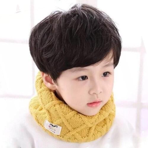 Cotton Winter Child Scarf Children Girls Boys Knitted Wool O-Scarves Kids Solid Neck Braga Gaiter Warm Childrens LIC Ring Snood