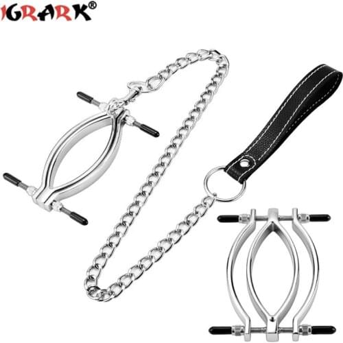 Stainless Steel Clitoris Clamp Vagina Opener Metal Labia Clamps BDSM Bondage Sex Toys Clitoral Stimulator Open Pussy Adult Games