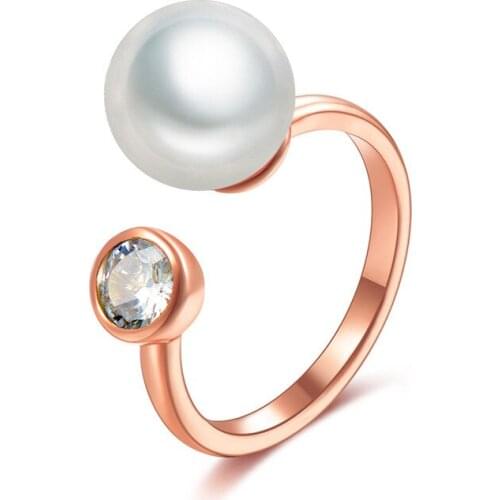 Fashion Womens Ring Geometric Pearl Opening Adjustable Rings For Women Sister Friends Simple Trendy Jewelry