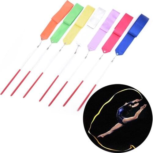 Colorful Professional Gym Ribbons Dance Ribbon Art Gymnastic Ballet Streamer Twirling Rod Stick For Gym Training