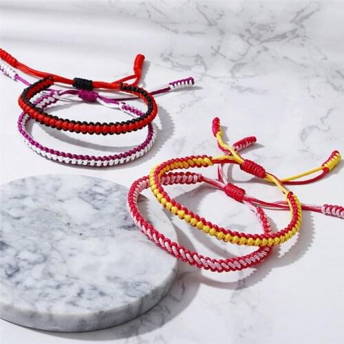 Fashion 20 Colors Lucky Charm Bracelet Handmade Tibetan Buddhist Knots Rope Adjustable Bracelets&Bangles Women Men Jewelry Gifts